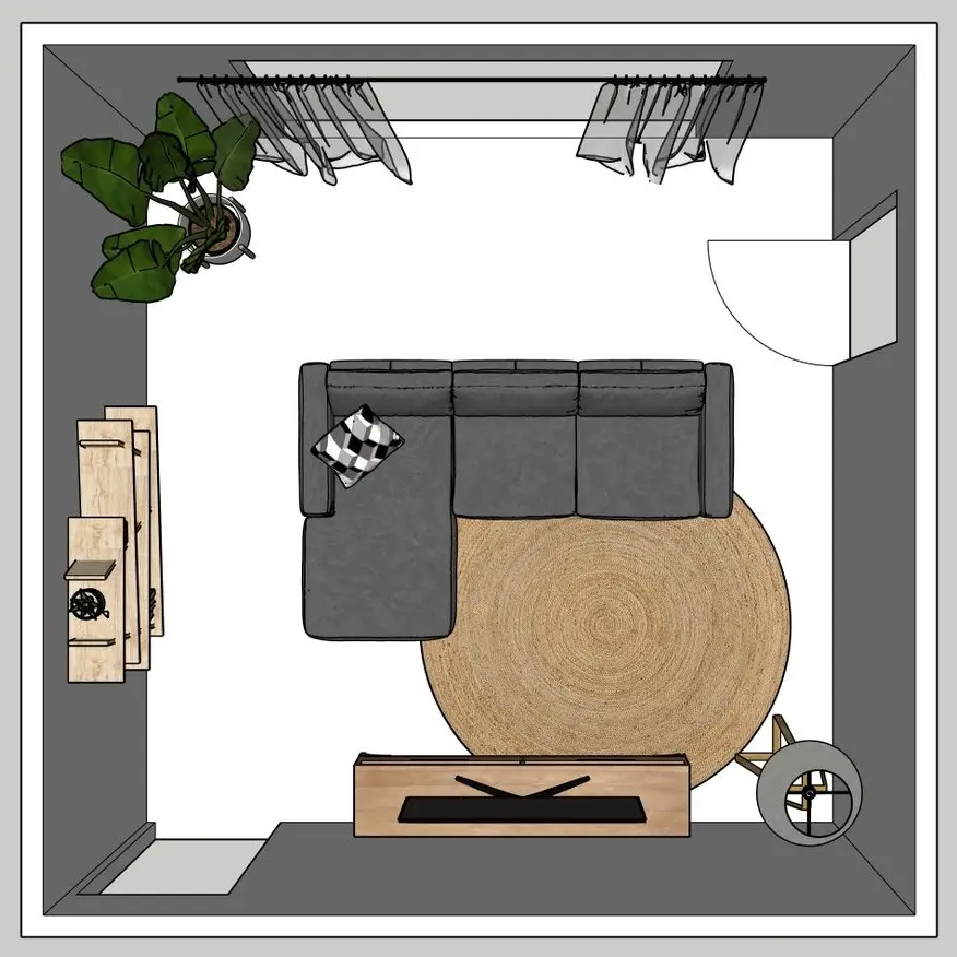 Aménagement salon carré