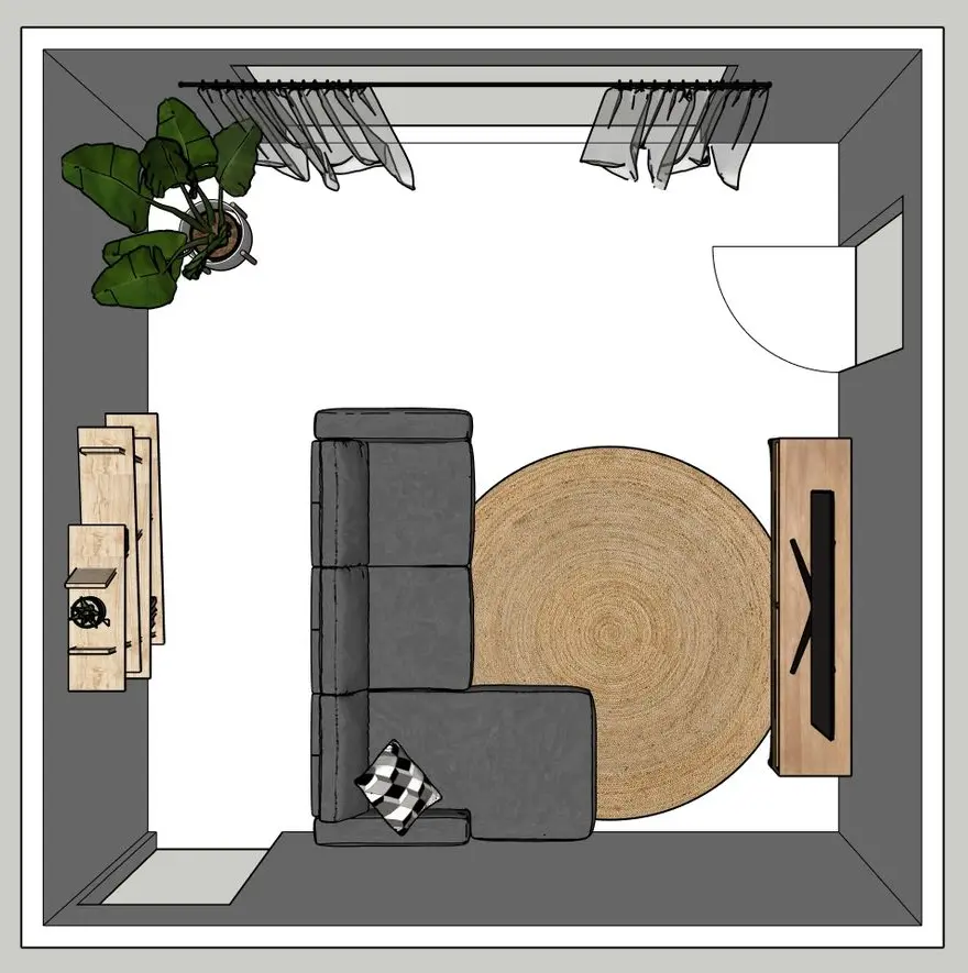 Aménagement salon carré